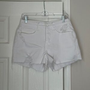 Good American Good 90's White Jean Shorts Distressed Size 2 26 Excellent